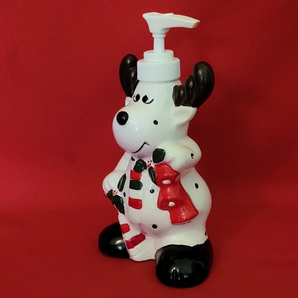 Ceramic Christmas Reindeer Soap Lotion Dispenser for Kitchen Bath